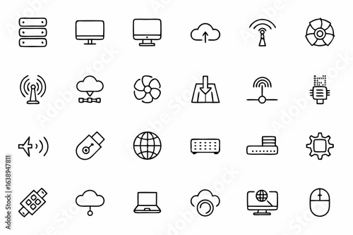 A comprehensive collection highlighting core IT hardware and network components — ideal for IT companies, tech presentations, and infrastructure documentation