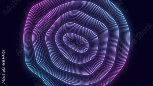 Abstract Neon Contour Lines Animation Background with Futuristic Wave Pattern