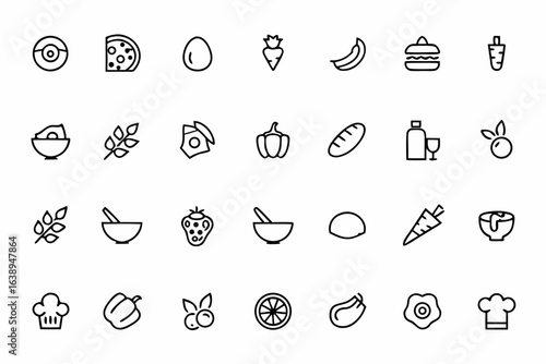 A fresh icon set focusing on wholesome food preparation — ideal for health apps, nutrition guides, and organic cooking brands