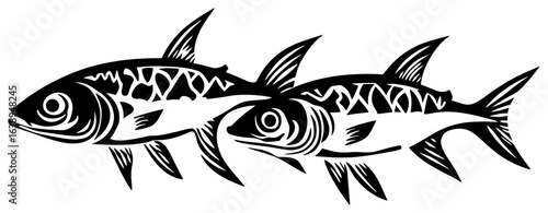 Silhouette of a Lone Mackerel Darting Through Open Waters