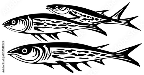 Silhouette of a Mackerel Group Moving in Synchronized Speed