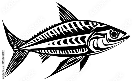 black and white fish design clip art preview