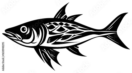 Silhouette of a Lone Mackerel Darting Through Open Waters