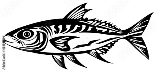 Silhouette of a Lone Mackerel Darting Through Open Waters