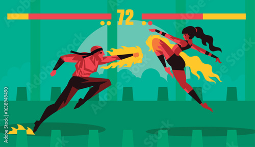 fighting videogame two characters special powers