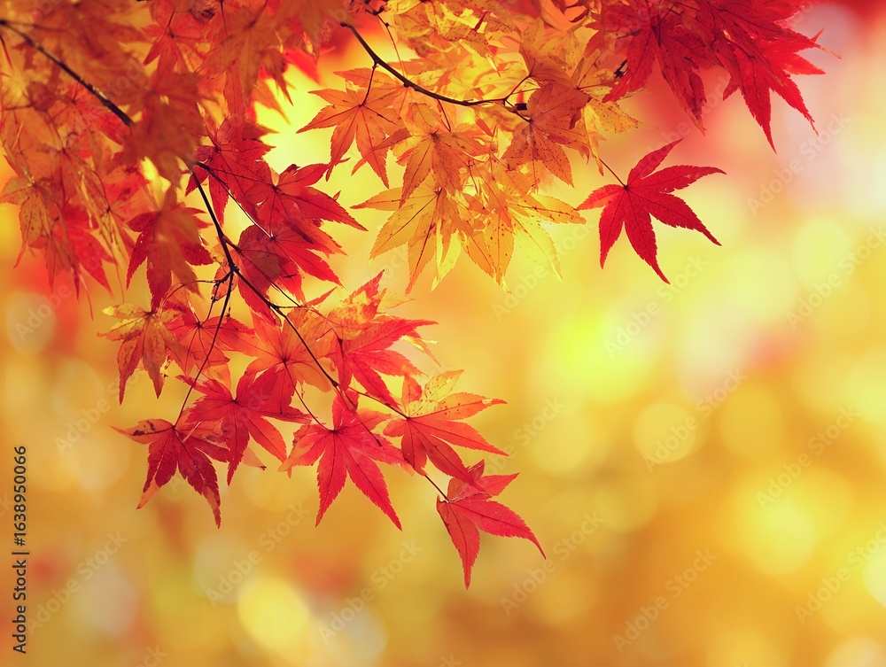 紅葉と黄葉に彩られた楓の葉 紅葉と黄葉に彩られた楓の葉