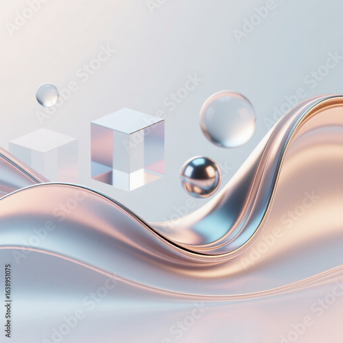 Premium abstract 3D geometric background, high resolution, photorealistic