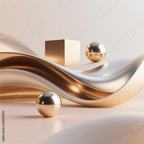 Premium abstract 3D geometric background, high resolution, photorealistic
