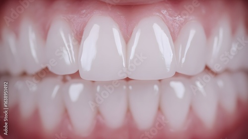 Close-up of a natural smile with perfect white teeth, highlighting dental health and confidence.