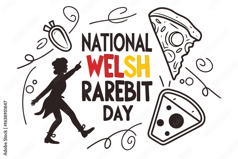Fototapeta premium NATIONAL WELSH RAREBIT DAY vector illustration