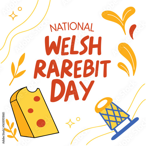 NATIONAL WELSH RAREBIT DAY vector illustration