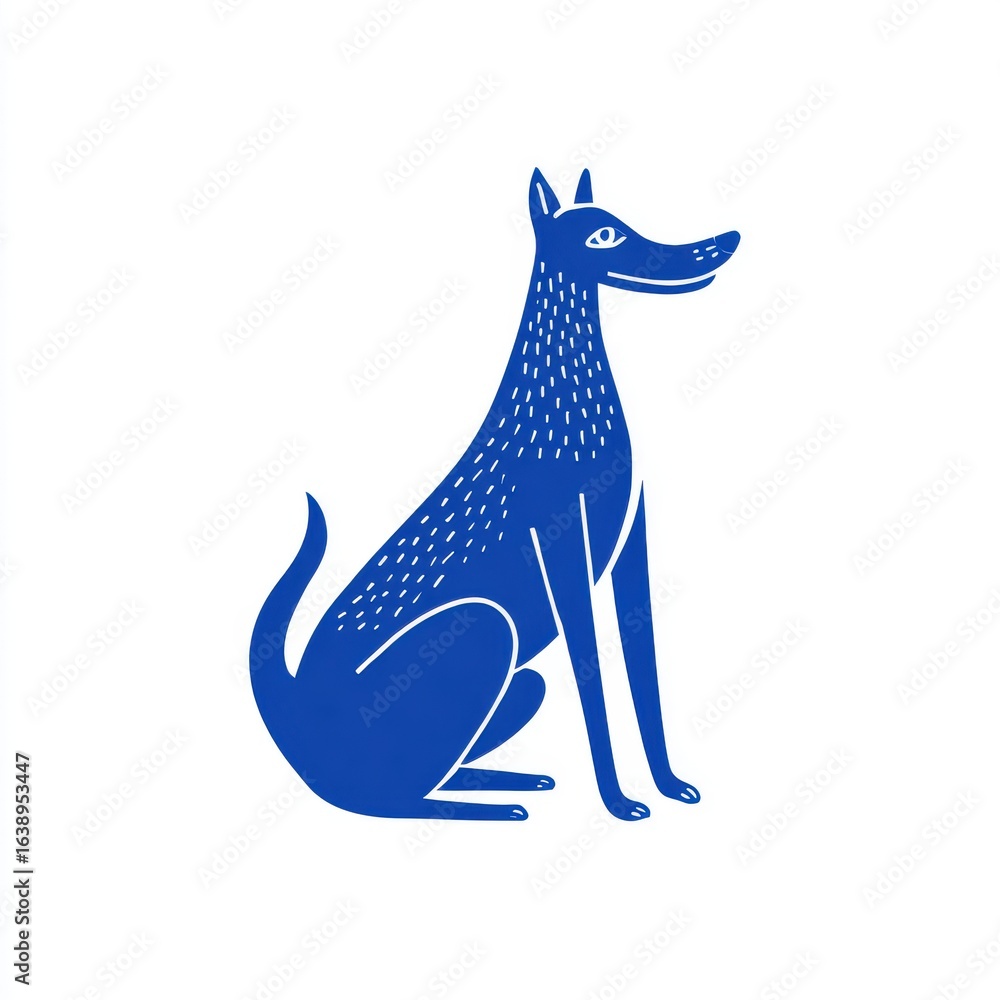 Naklejka premium Cobalt Blue Stylized Dog Illustration on White