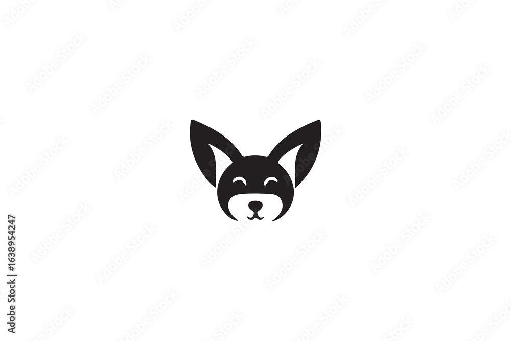 Obraz premium black and white cartoon fox vector icon