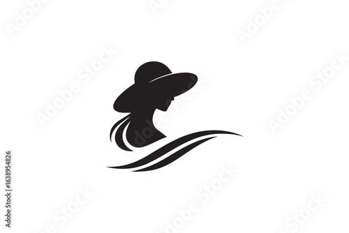 silhouette of a girl with logo design