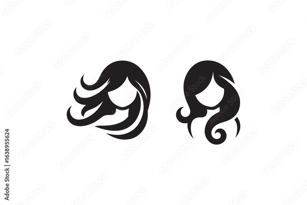Naklejka premium vector illustration of a girl with long hair template
