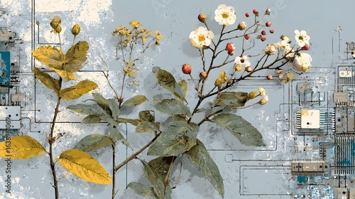 A flourishing plant with delicate white flowers lush green leaves and vibrant yellow accents creating a serene and beautiful natural scene