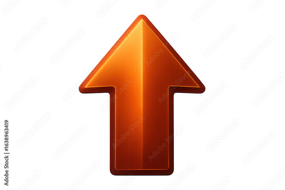 Shiny orange arrow pointing upward, isolated on a transparent background, perfect for indicating growth, progress, or direction Shiny orange arrow pointing upward, isolated on a transparent background, perfect for indicating growth, progress, or direction