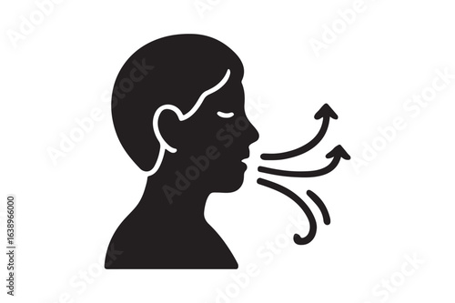 Deep Breath icon silhouette vector with white background