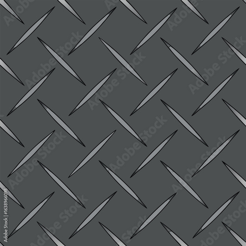 A seamless diamond plate iron metal texture in titanium gray, futuristic and sleek.eps