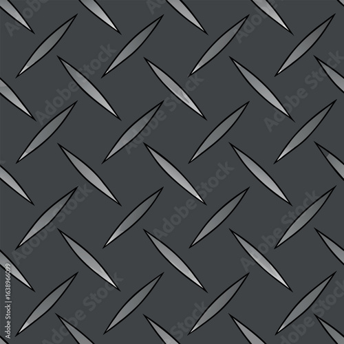 A seamless diamond plate iron metal texture in titanium gray, futuristic and sleek 1
