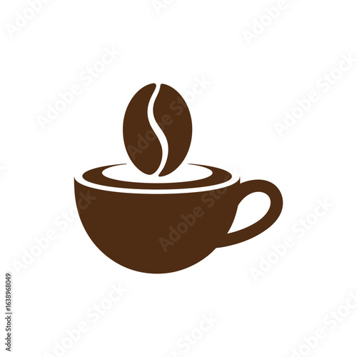 Simple illustration of a coffee cup with a coffee bean on top