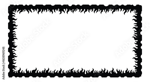 Black and White Fire Border Frame illustration 