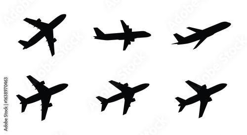 Silhouette Airplane Icons Set illustration 