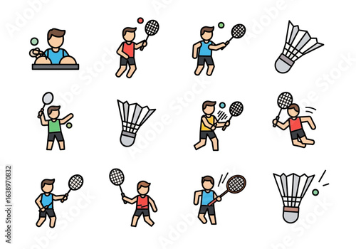 Ideal for sportsthemed designs, creating posters, or illustrating a badminton event. Vibrant and colorful designs for active lifestyle projects.
