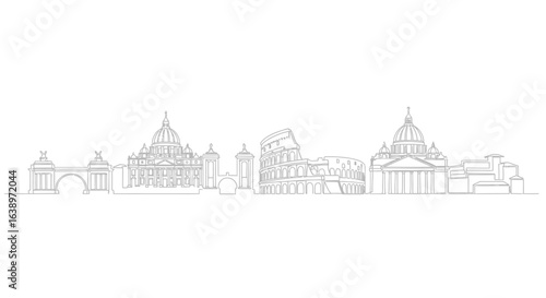 Rome Silhouette: Capturing the essence of Rome's iconic architecture through a sleek, monochrome silhouette, showcasing a harmonious blend of history and artistic design.
