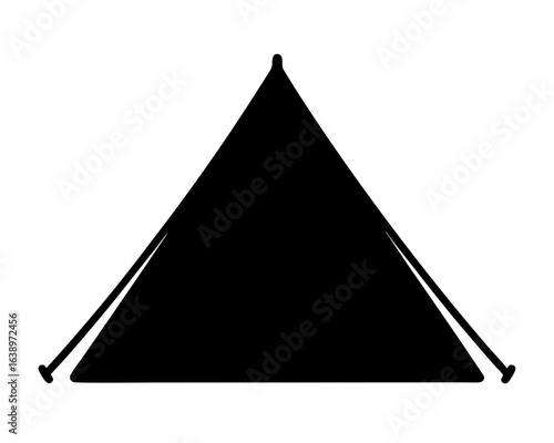 Black silhouette of tent or tepee shape with sticks for structure