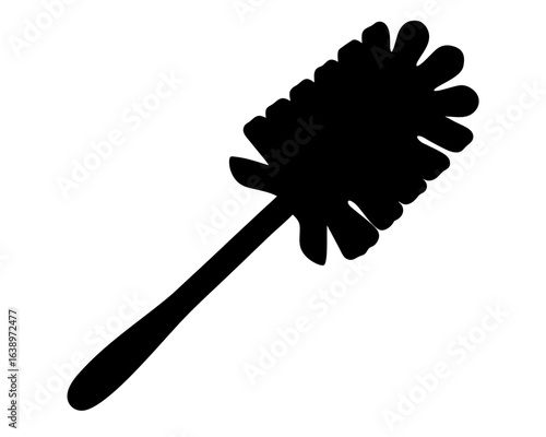 Silhouette of a toilet brush used for cleaning bathrooms and toilets