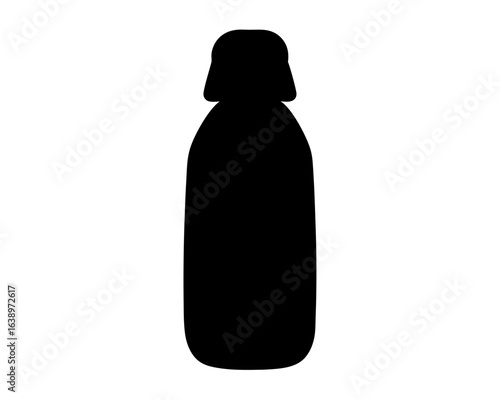 Silhouette of a water bottle with unique top design on white background