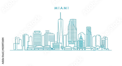Miami Skyline: A minimalist outline of Miami's iconic skyline, showcasing the city's impressive architecture and urban design.