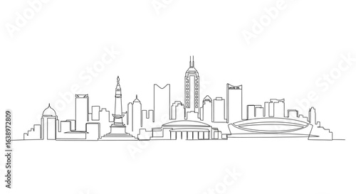 Urban Silhouette: A detailed outline of a modern cityscape, a testament to human innovation and the vibrant pulse of urban living. 