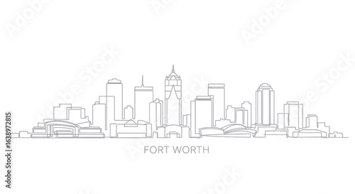 Fort Worth Skyline Illustration: Capturing the iconic urban landscape of Fort Worth, this illustration portrays its distinctive architecture in a clean, minimalist line art style.