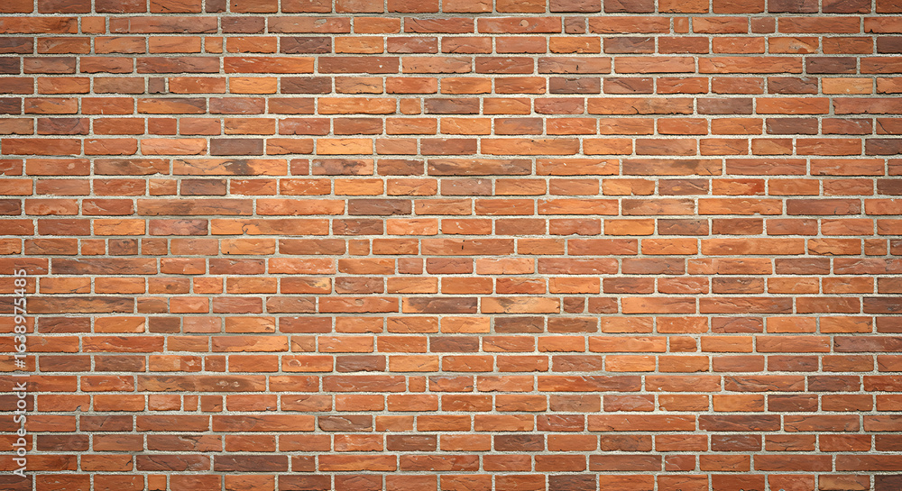 A detailed close up view of a weathered and textured red brick wall with visible mortar lines creating a classic architectural background