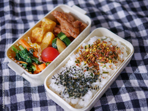 Close-Up of a Homemade Japanese Bento: Colorful and Nutritious