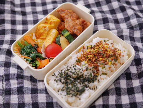 Close-Up of a Homemade Japanese Bento: Colorful and Nutritious