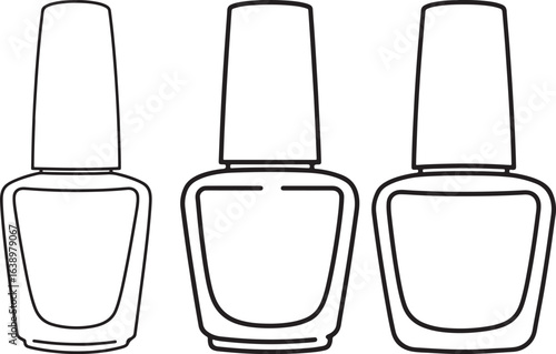 Three nail polish bottles arranged in a row silhouette