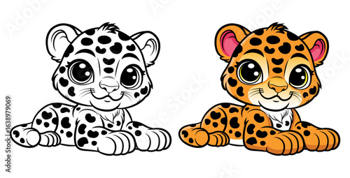 Cute Jaguar cartoon coloring