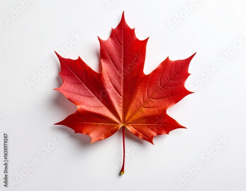Red Maple Leaf on White – Minimalist Autumn