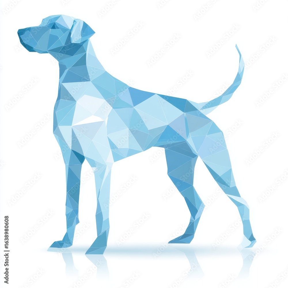 Obraz premium Light Blue Geometric Dog Illustration on White Background