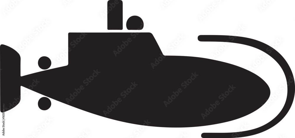 Obraz premium Silhouette Style Vector Submarine Logo Design Icon – Minimal Underwater Vehicle Symbol for Marine, Nautical, Adventure, and Exploration Branding, Monochrome Submersible Graphic Design