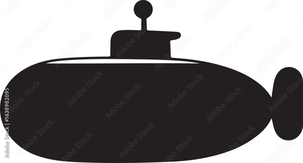 Obraz premium Silhouette Style Vector Submarine Logo Design Icon – Minimal Underwater Vehicle Symbol for Marine, Nautical, Adventure, and Exploration Branding, Monochrome Submersible Graphic Design