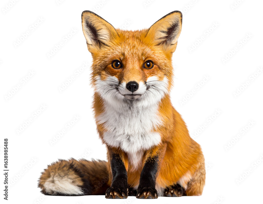 Obraz premium Red fox standing side view isolated on white background