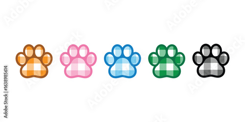 dog paw icon vector footprint cat kitten pet bear tartan plaid logo puppy cartoon symbol character shape illustration doodle clip art design