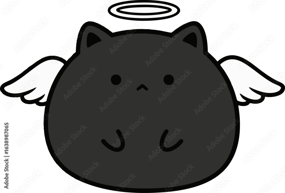 Obraz premium Angel Black Cat - Heavenly Kitty