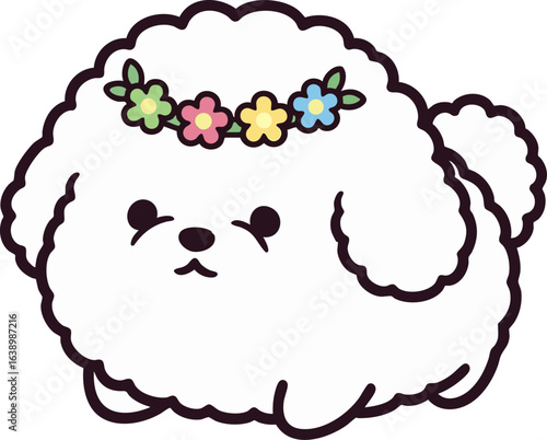 Bichon Frise with Flower Crown - Cute Dog