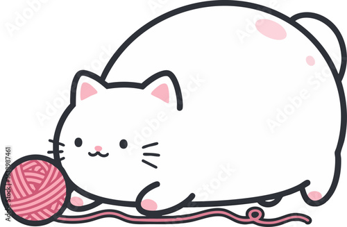 Cat with Unraveling Yarn - Messy Kitty