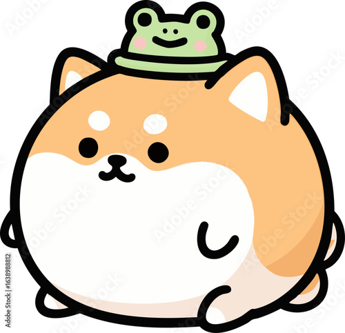 Shiba Inu in a Frog Hat - Cute Costume
